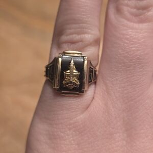 1956 10K Gold And Black Onyx Withrow High School Class Ring